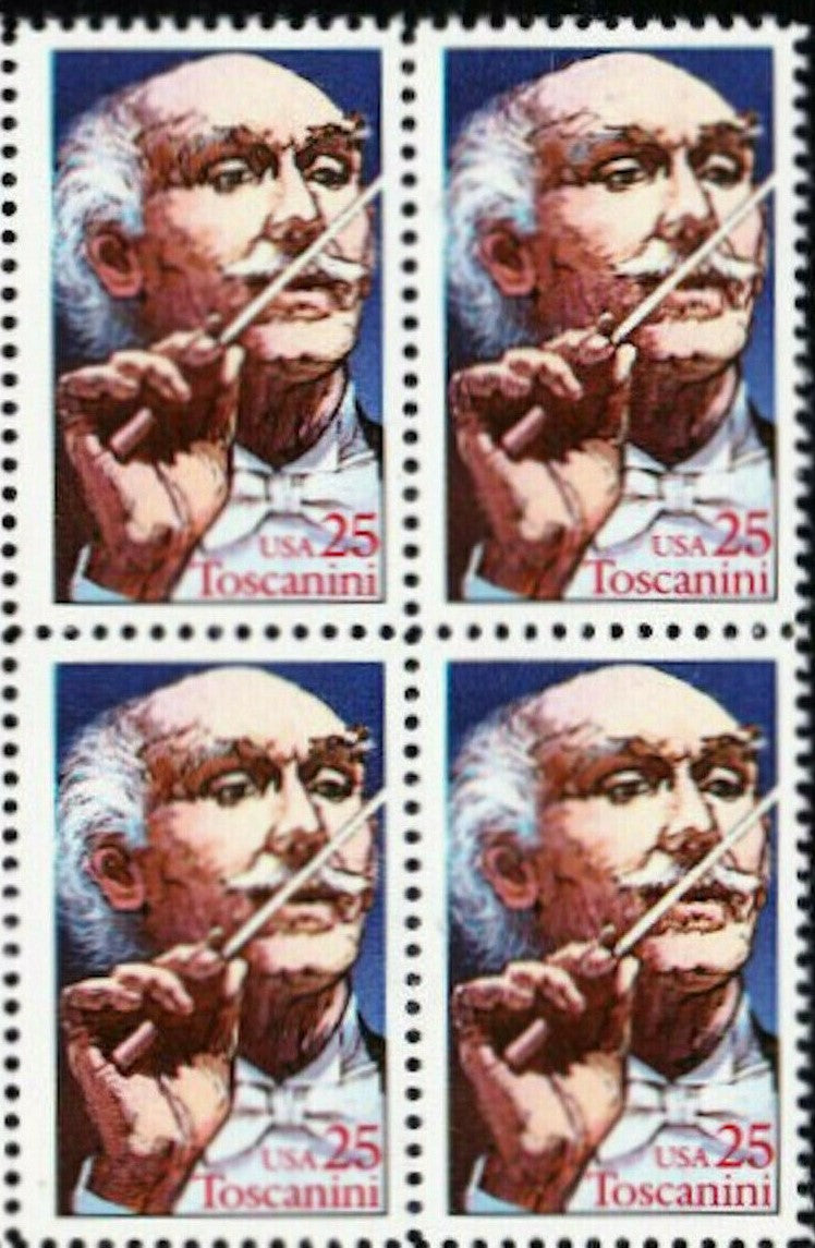 1989 Arturo Toscanini Block Of 4 25c Postage Stamps Scott 2411 - MNH - CW459a