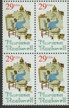 1994 Norman Rockwell Block of 4 29c Postage Stamps - Scott 2839 - MNH, OG - DS163