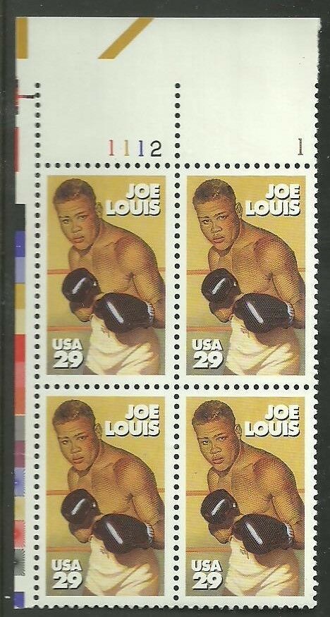 1993 Joe Louis Plate Block Of 4 29c Postage Stamps Scott 2766 - MNH - DS135c