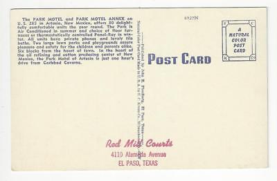 Vintage USA Picture Postcard - Park Motel & Annex, Artesia, NM (AO53)