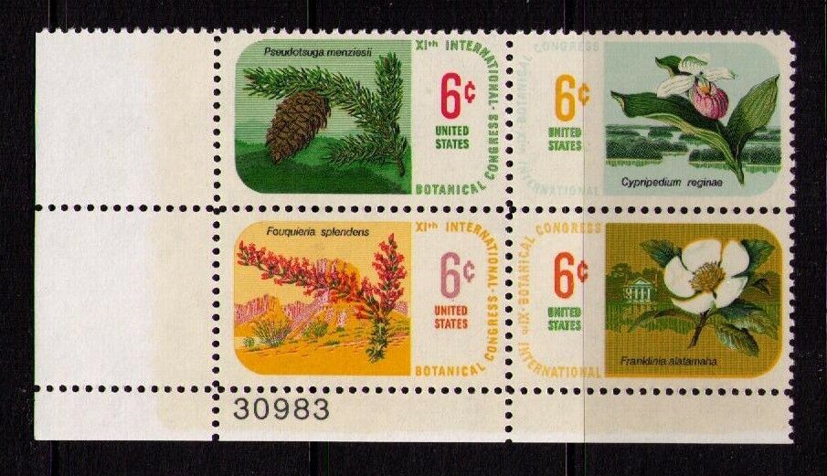 1969 Botanical Congress Plate Block Of 4 6c Postage Stamps - MNH, OG - Scott 1376-1379 - CX361