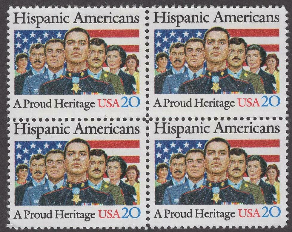 1984 Hispanic Americans Block Of 4 20c Postage Stamps - MNH, OG - Scott 2103