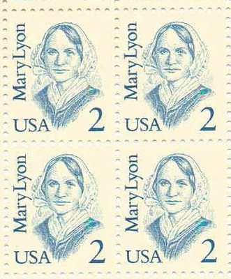 1987 Mary Lyon Block of 4 2c Postage Stamps, Scott2169, MNH, OG
