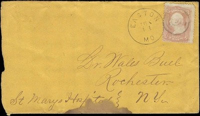 c1861 USA Civil War Era Easton, MO to St Mary's Hospital, Rochester, NY