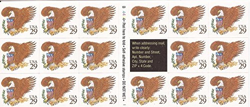 1992 Eagle & Shield with Brown USA 29 Pane of 17 29c Stamps, Scott 2595a, MNH, OG