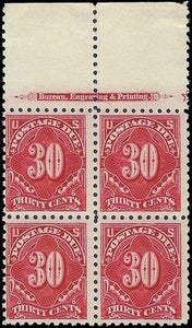 c1910 - Postage Due Sc# J57 Imprint Block of 4 - MNH, Undist OG - Partial Star!