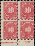 c1910 - Postage Due Sc# J56a Block of 4 with Part Imprint - MNG, 2 Pinholes