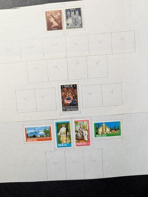 Niue Collection on Home Made Pages - Most MH - Some Used - 8 Photos