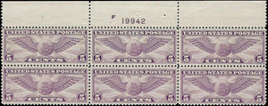 1930 USA Scott C12 Winged Globe Airmail Plate Block of 6 - MNH - Choice! -READ