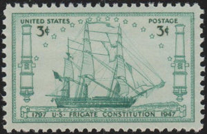 1947 U.S. Frigate Constitution Single 3c Postage Stamp - Sc# 951 - MNH,OG