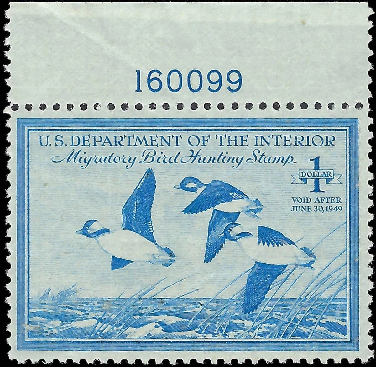 c1948 - Scott RW15 Hunting Permit Duck Stamp - MNH, Mostly Margin Crease