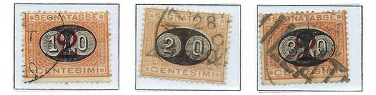 1890-91 Italy Postage Due Set - Scott J25-J27 -All Canceled -Nice! -Cat= $74!