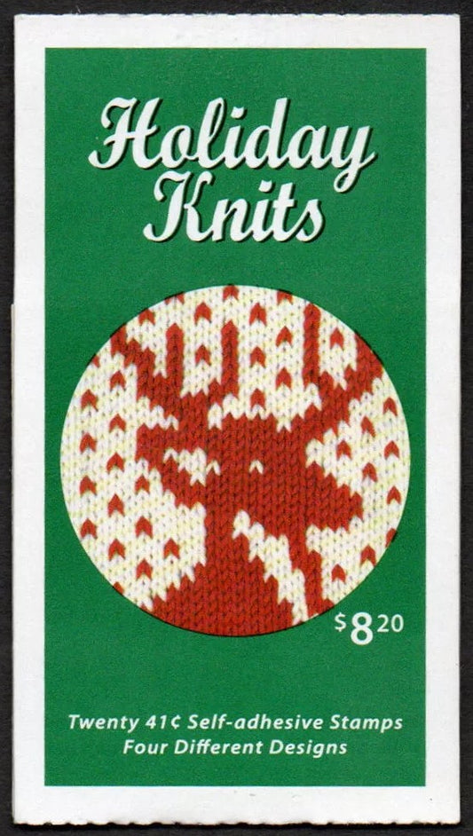 2007 Holiday Knits Booklet Pane Of 18 37c Stamps, Scott 4214b-d, BK 305, MNH, OG
