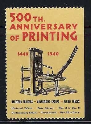 1940 500th Anniversary Of Printing Promotional Poster Stamp - (CR21)