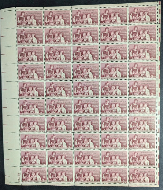 1957 USA 3c Teachers Sheet -Scott 1093 -MNH, Undisturbed OG -No Sig Flaws