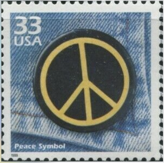 1999 Celebrate the 1960s Peace Symbol Single 33c Stamp, Scott3188m, MNH, OG