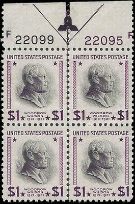 c1938 - Scott 832 President Wilson - Plate Arrow Block of 4 - MH, OG
