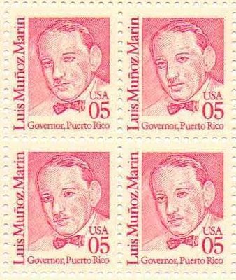 1990 L. Marin Puerto Rico Governor Block of 4 5c Postage Stamps, Scott2173, MNH,OG