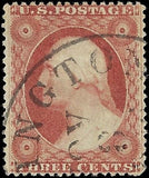 c1857 3c USA Washington - Sc# 26 - Type 3 - Used - Solid - Well Centered