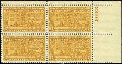c1944 - Sc# E18 Special Delivery Plate Block of 4 - MNH, OG - VF+ As shown (#2)