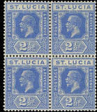 c1921 - St Lucia Scott #81 2 1/2c Block of 4 - MNH, Undisturbed OG - Choice!
