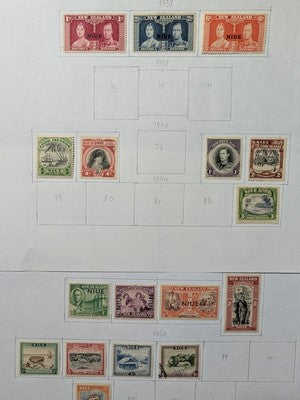 Niue Collection on Home Made Pages - Most MH - Some Used - 8 Photos