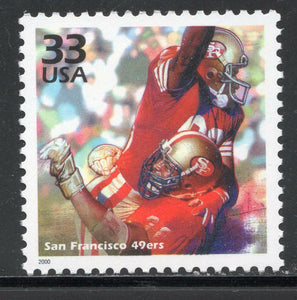 2000 San Francisco 49ers Single 33c Postage Stamp, Sc# 3190c, MNH, OG