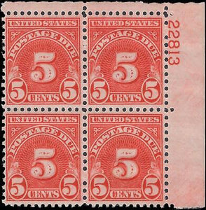 VEGAS - 1931 Postage Due 5c - Scott J83b Wet Printing - Plate Block - MNH, OG