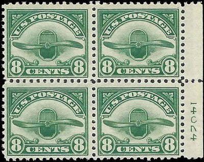 c1923 - #C4 8c Airmail Plate Number Block of 4 - MH (One Stamp)