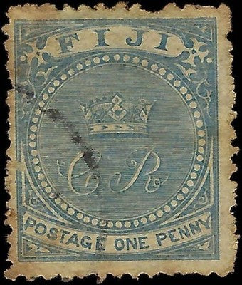 c1871 Fiji 1p - Scott 15 - Used - Cat= $140!