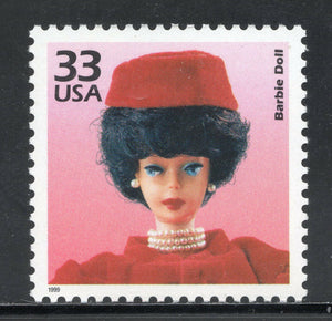 1999 Celebrate the 1960s Barbie Doll Single 33c Postage Stamp, Sc#3188i, MNH, OG