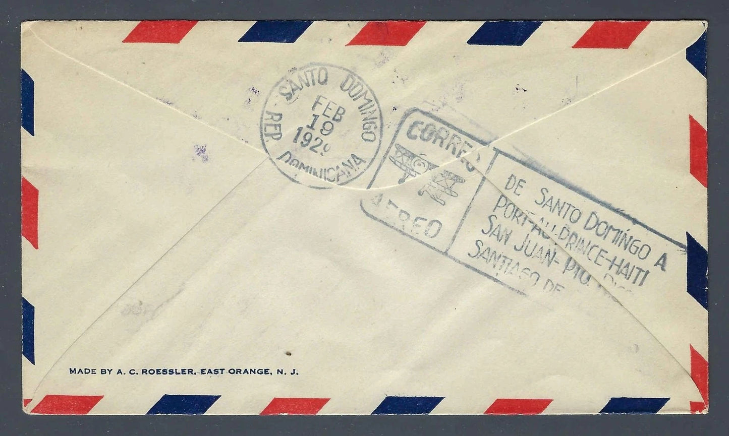 1929 FAM 6 First Flight Cover Santo Domingo Dominican Republic to New York