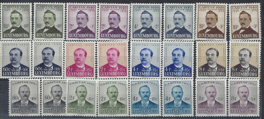 1949-51 Luxembourg Sc# 152-5, 162-5, 166 Double Full Sets - MNH & MH Mix