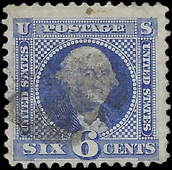 1869 USA - Scott 115 - 6c - Light Cancel - Solid - No Thins