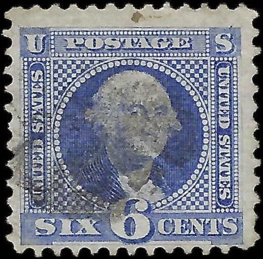 1869 USA - Scott 115 - 6c - Light Cancel - Solid - No Thins