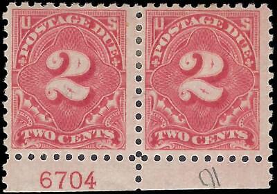 VEGAS - 1914 Postage Due 2c - Scott J53 Plate Number Pair, MH, OG - Perf 10