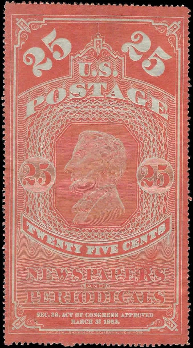 1875 USA - Scott PR7 - Newspaper Periodical Stamp - MH - No Sig Flaws -Fresh!