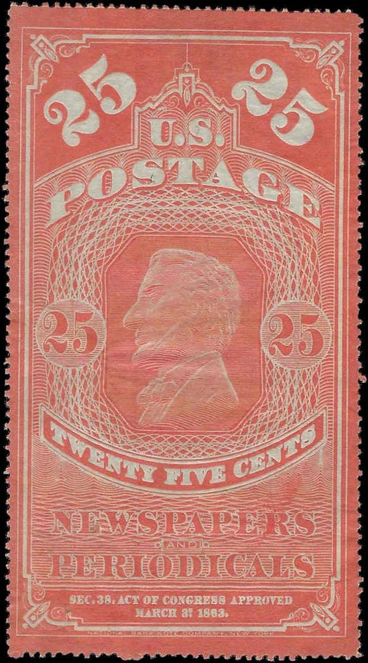 1875 USA - Scott PR7 - Newspaper Periodical Stamp - MH - No Sig Flaws -Fresh!