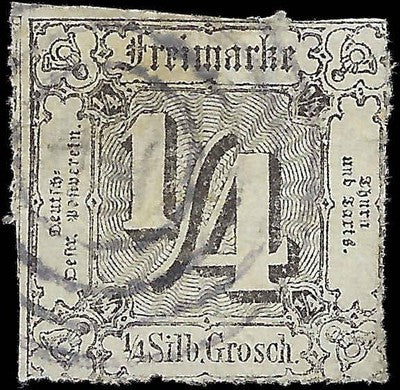 c1865 Thurn & Taxis, Northern, Germany 1/4s - Scott 21 - Canceled Cat= $400
