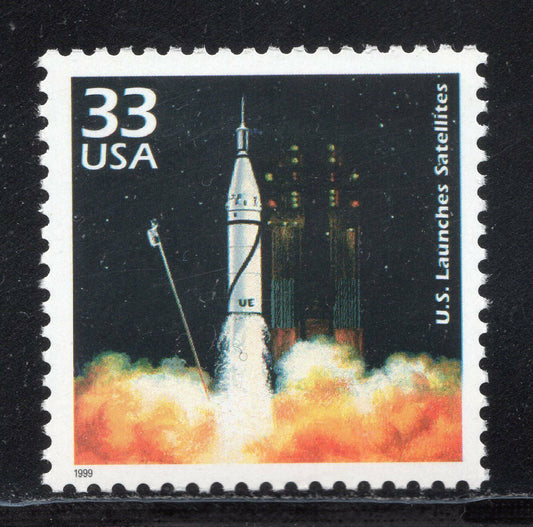 1999 Celebrate the 1950s Launch Satellites Single 33c Stamp, Scott 3187d, MNH, OG