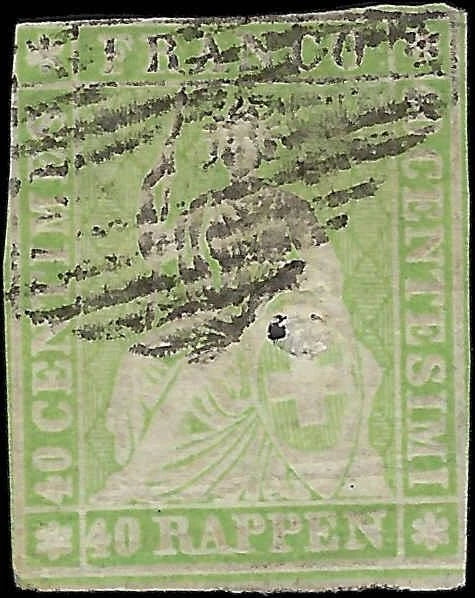 1854-58 Switzerland - Scott ? - Used with Pin hole - Can't ID for Certain