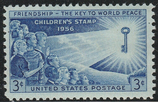 1956 Friendship the Key to World Peace Children's 3¢ Postage Stamp - Scott 1085 - MNH,OG