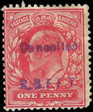 VEGAS - 1912 Great Britain - 1p - Scott 160 - Pre-Cancel? R.B.E.F.T - Crease