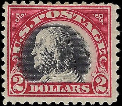 c1920 - USA $2 Franklin - Scott 547 - MH, OG - Light Thin - Cat= $130