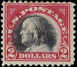 c1920 - USA $2 Franklin - Scott 547 - MH, OG - Light Thin - Cat= $130