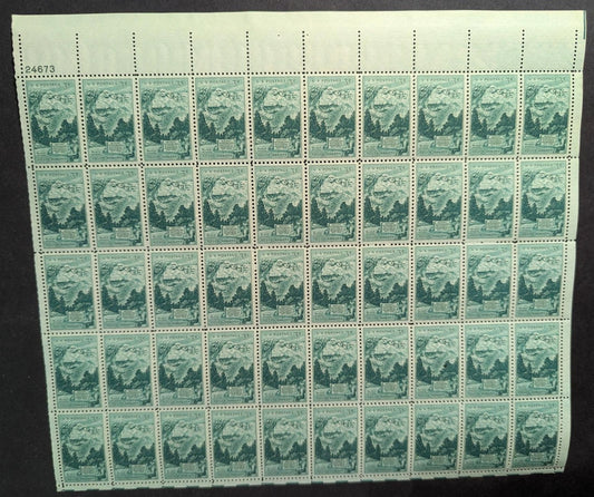 1952 USA Mt Rushmore 3c Sheet -Scott 1011 -MNH, Undisturbed OG - No Sig Flaws