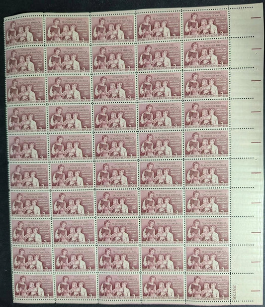 1957 USA 3c Teachers Sheet -Scott 1093 -MNH, Undisturbed OG -No Sig Flaws