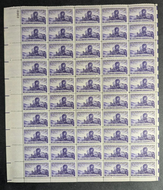 1947 USA Utah 3c Sheet -Scott 950 -MNH, Undisturbed OG - No Sig Flaws