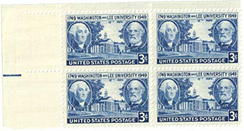 1949 Washington & Lee University Block of 4 3c Postage Stamps, Sc#982, MNH, OG