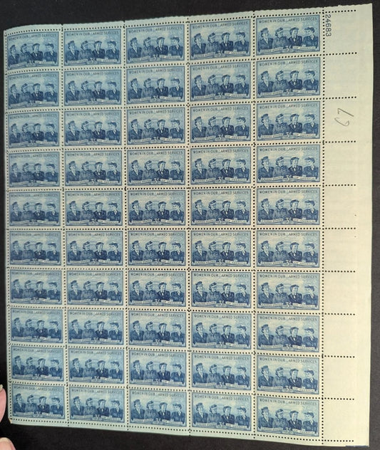 1952 USA Women 3c Sheet -Scott 1013 -MNH, Undisturbed OG - See photos